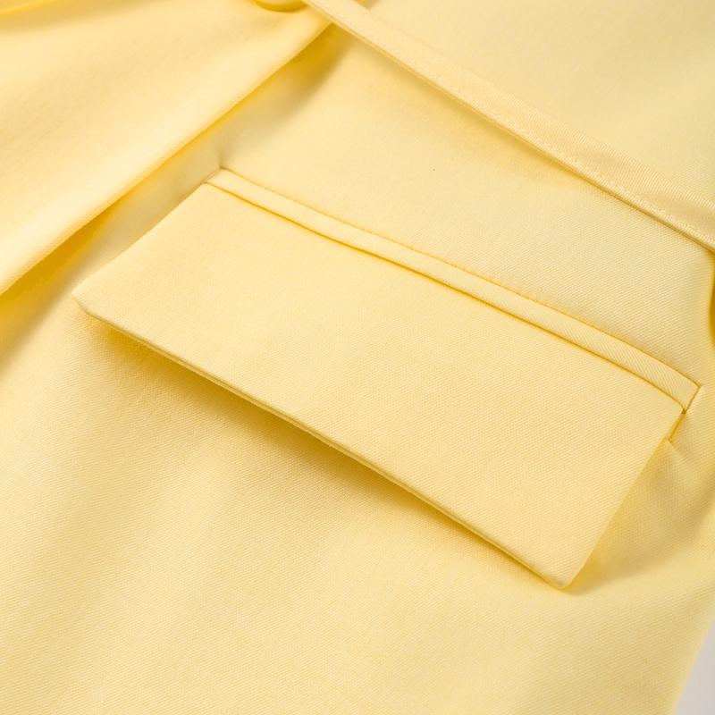 Lace Up Shoulder Pad Blazer Coat Women Elegant Turn-down Collar Long Sleeve Pockets Slim Fit Coats Chic Ladies Commute Outerwear