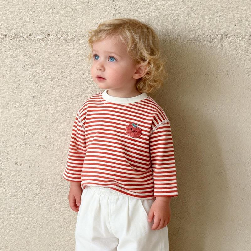 

Kids Korean-Style Striped Long-Sleeve Layered T-Shirt for Boys and Girls 100 cm