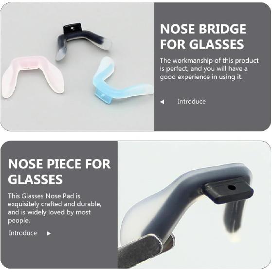 Glasses Pads 3Pcs U Shaped Eyeglasses Pads Screw In Glasses Strap Bridge Silicone Pads Transparent Eyeglasses Anti Slip Anti Drop Glasses Fixing Tool