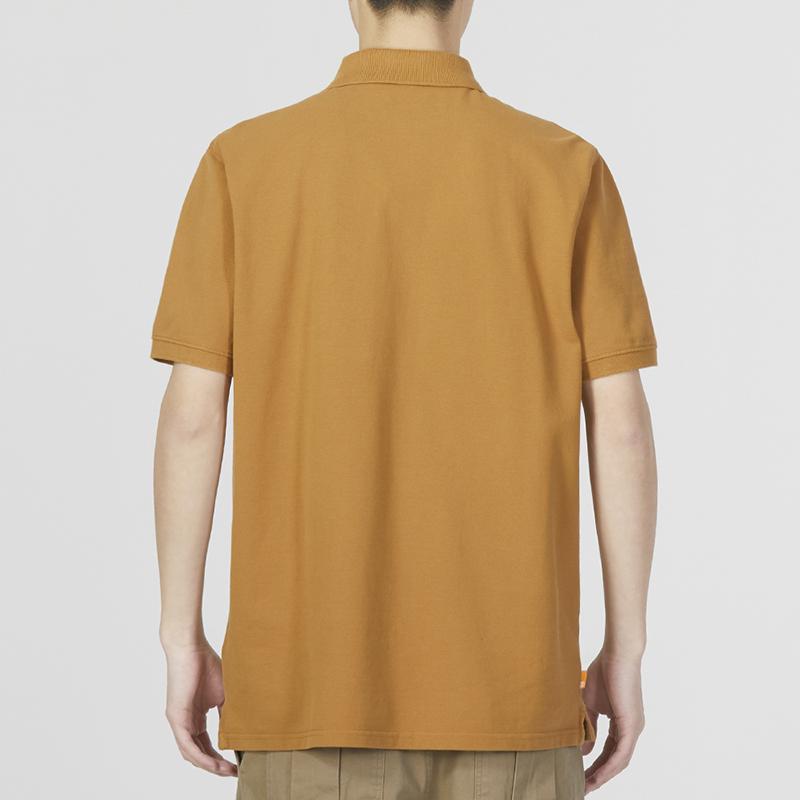 Timberland Solid Color Casual Short Sleeve Polo Shirt Men Tops Wheat A6QQ1-P47