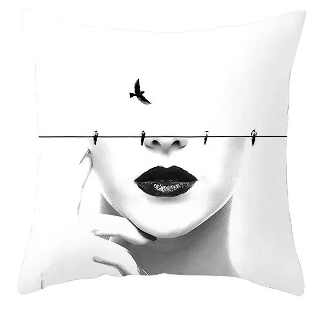 45*45cm Black and White Cushion Cover Waist Pillowcase Nordic Geometric Throw Pillow Sofa Bedroom Pillowslip Car Home Decor