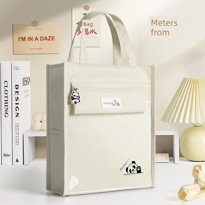 

German Tutorial Bag Handbag Men s and Women s Book Bag Large Capacity Book Bag New Primary School Student Canvas Storage Bag Rice White [standard] 2 Pack