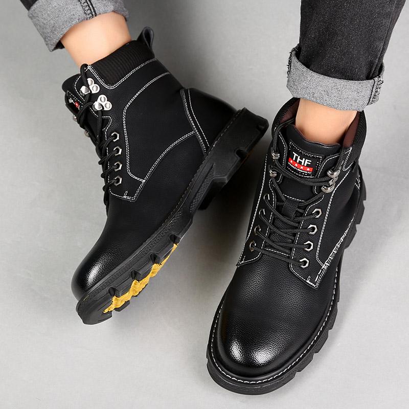 Fashion Winter Snow Boots Genuine Leather Men Boots TrendShoes Casual Shoes Luxury Motorcycle For Men Men's Plus Velvet Cowboy Boots