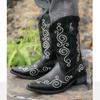 Hand Embroidered Western Cowboy Boots Men's Boots Western Cowboy Boots  Embroidered Sleeve Boots Retro Square Boots