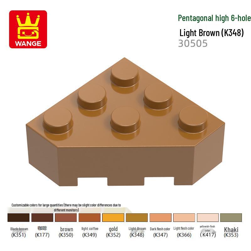 

Образовательный пазл Wange: Пятиугольные строительные блоки с 6 отверстиями - Набор аксессуаров из совместимых деталей 30505 0.1kg (~48 pcs) светло-коричневого