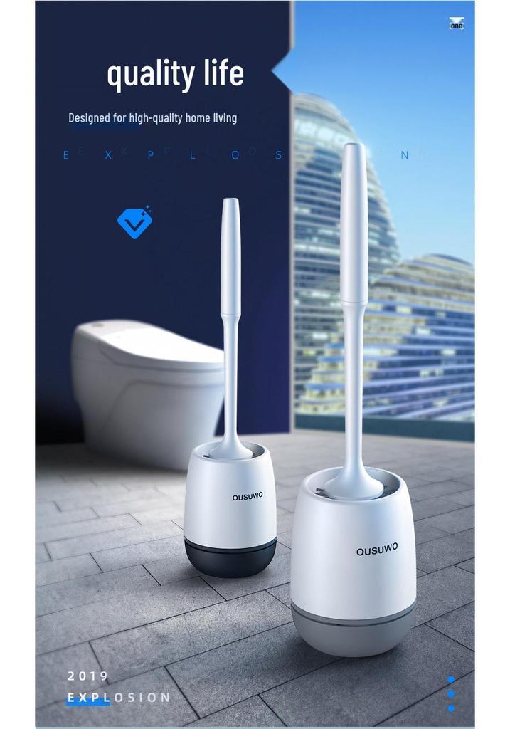 Wall-Mounted Toilet Brush with Long Handle & Soft Bristles for Bathroom Cleaning