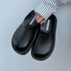 Fashion 2025 Women Slippers Summer Fashion Closed Toe Leather Shoes Loafers High Platform Slippers Women Black High Heels Zapatillas