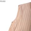 ZANZEA Women Elegant V-Neck Casual Sleeveless Pleated Long Dress