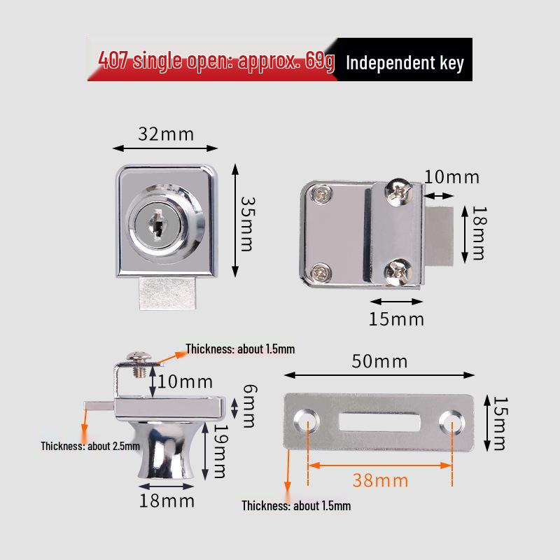 

No-Drill Glass Lock for Push-Pull Cabinet Doors: Secure Display, File, Jewelry, and Showcase Sliding Doors.