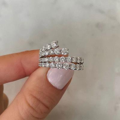 Niche Zircon Ring, Can Be Stacked With Versatile Wave Rings, Valentine'S Day Gifts