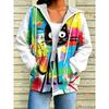 Reißverschluss-Spleiß-Mode Lockerer Damen-Kapuzenpullover mit Blumenprint Mode Frühling und Sommer