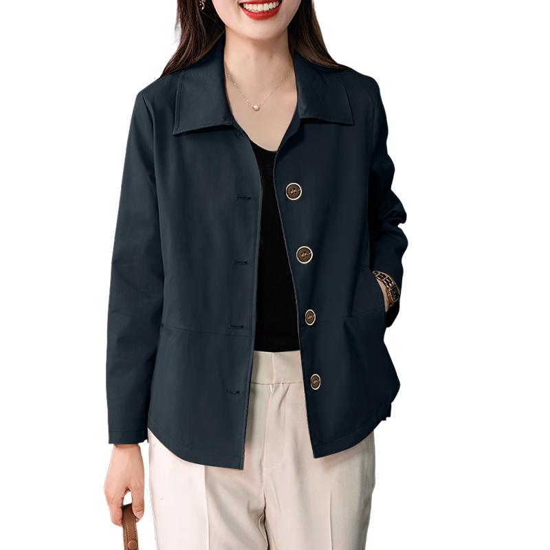 

ZANZEA Женская свободная повседневная блузка с отложным воротником и длинным рукавом S тёмно-синий