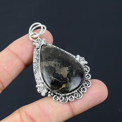 Anniversary Gift For Her Natural Gabbro Jasper Gemstone Pendant 925 Silver