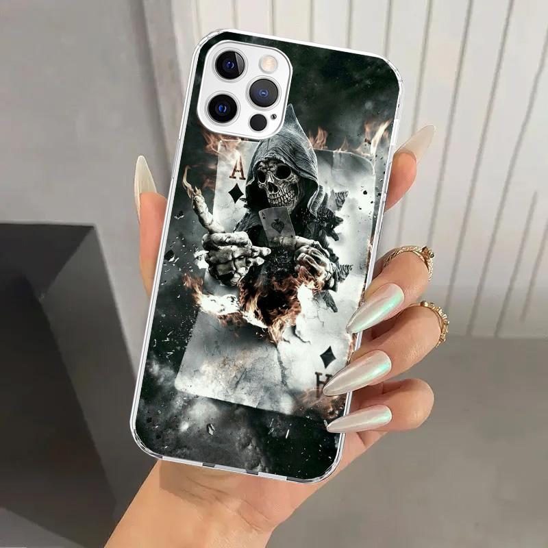 Reaper Skull Skeleton Gun Phone Case for Iphone 17 Air 16 15 Plus 14 13 Mini 12 11 Pro Max 16E 7 8 SE 2020 Soft Funda Print Shel