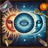 Simple Tarot Cards Tablecloth Altar Cloth With Moon Starry Sky Witch Hands Crystal Divination Cloth Tarot Mat Decor Card Pad