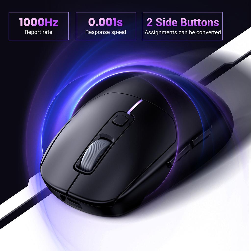Ugreen Black Dual Connectivity Wireless Mouse MU103 with Bluetooth 5.0 & 2.4GHz Compatibility