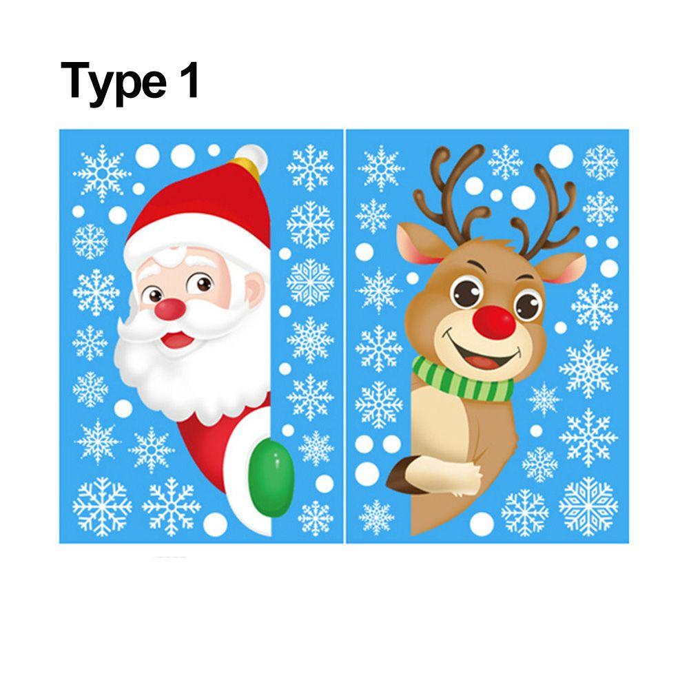 Art Xmas Decor Snowflake Decals Christmas Window Stickers Shopwindow Ornament Santa Claus Reindeer
