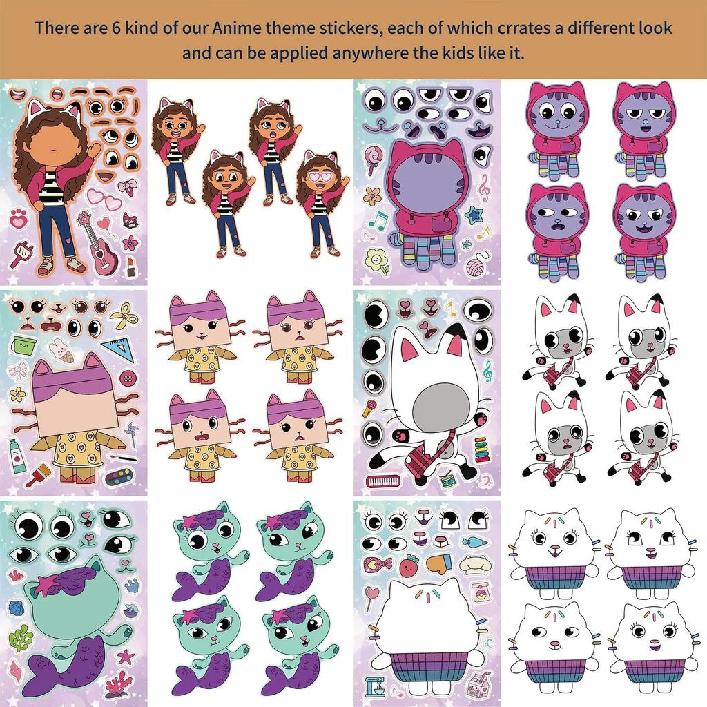 Gabby Cat Dolls Cartoon Stickers Birthday Party Decoration Diy Sticker Luggage Guitar Waterproof Graffiti Baby Shower Kids Toys*