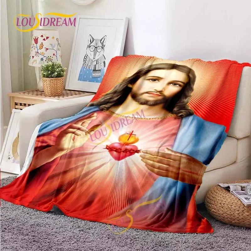 Kind Jesus and Blessed Virgin Mary Soft Christian God Flannel Art Faith Bed Comfortable Home Hiking Four Seasons Warm Blanket