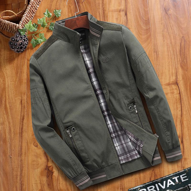 

Men s Casual Cotton Jacket for Middle-Aged & Elderly - Lightweight Spring/Autumn Wear армія зелений колір