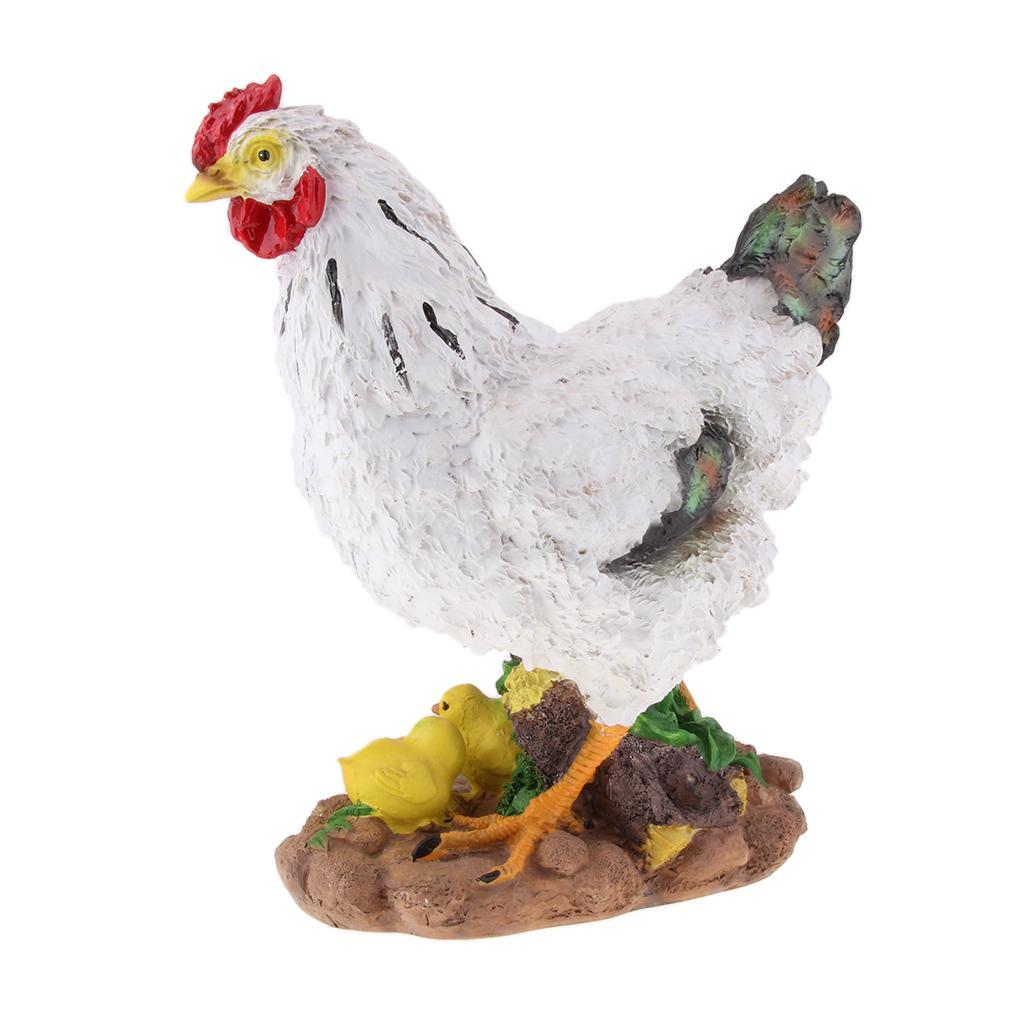 Hen Statue Outdoor Resin Foraging with Baby Chick for Patio Lawn Yard Gardening, Housewarming