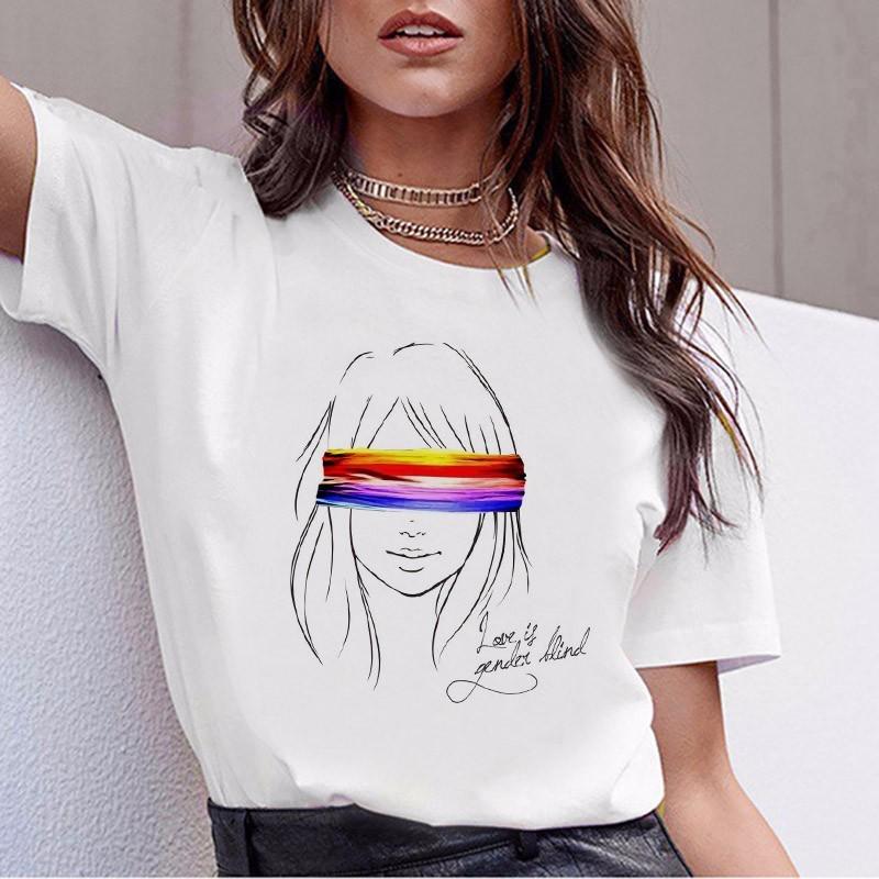 LGBT T-Shirts For Women Gay Pride Tshirt Female Love Lesbian Rainbow T-Shirt Love