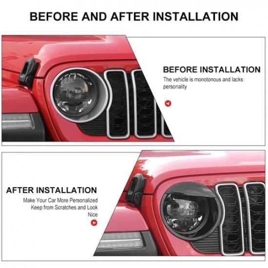 2Pcs Car Front Headlight Lamp Cover Trim Bird Kit for Jeep Wrangler JL JT 2024+