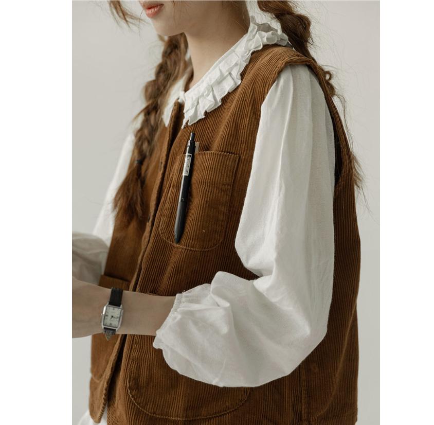 Yelekler Kadın Retro Bol Sonbahar Japon Tarzı Düz Her Şeye Uyumlu Rahat Kadife Tasarım Sıcak Basit Öğrenci Günlük Sevimli