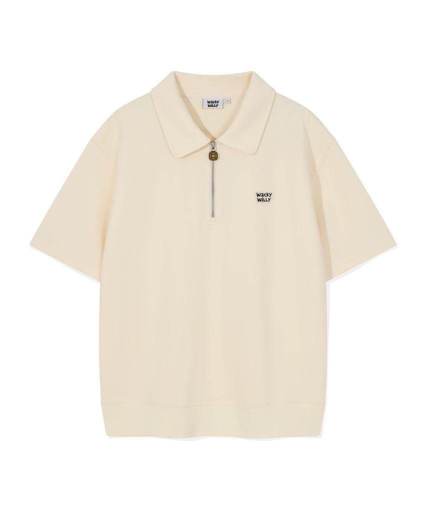 WACKY WILLY Sweat Collar Short Sleeve T-Shirt Cream