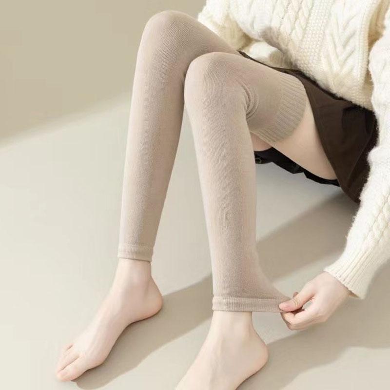 

Winter Warm Knitted Thicken Tall Socks Women s Kneepad Lining Elastic Leg Cover Over-Knee Protecter Socks Solid Color Stockings One Size хакі