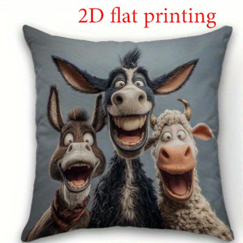 2D плоская печать Забавные фермерские животные 2D плоская печать Наволочки для подушек Полиэстеровая наволочка диванная декоративная наволочка 45x45cm