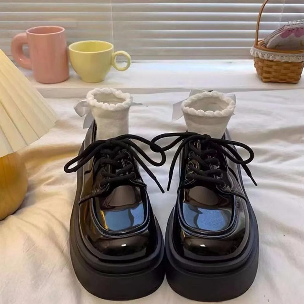 Fashion Winter Shoes Women British Style Oxfords Clogs Platform Female Footwear Autumn Preppy Leather New Retro Cross Creepers Dress