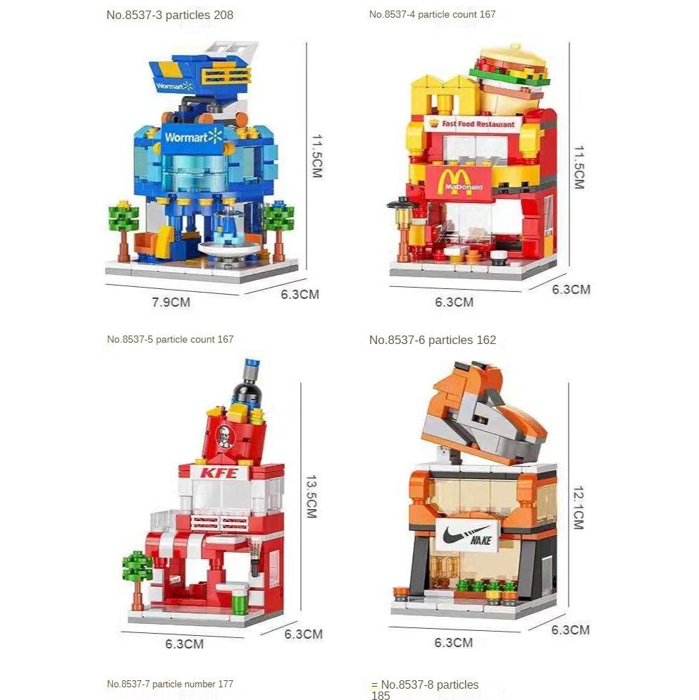 208pcs Mini City Street View Building Blocks McDonald's House Model Building Blocks Compatible with Children's Educational Toys