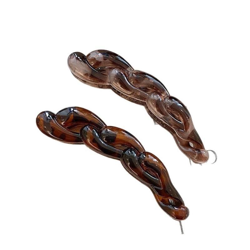 2Pcs Women Acrylic Retro Twisted Banana Hair Clips Soft Edge Ponytail Holders for Sensitive Scalp Daily Wear Hairstyling Accessory