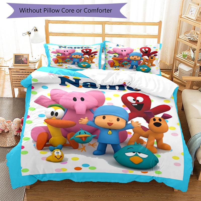 Set Biancheria da Letto Pocoyo Personalizzato con Nome 3 Pezzi Copripiumino Chiusura Include 1 Copripiumino 2 Federe Morbido e Confortevole Per Tutte le Stagioni