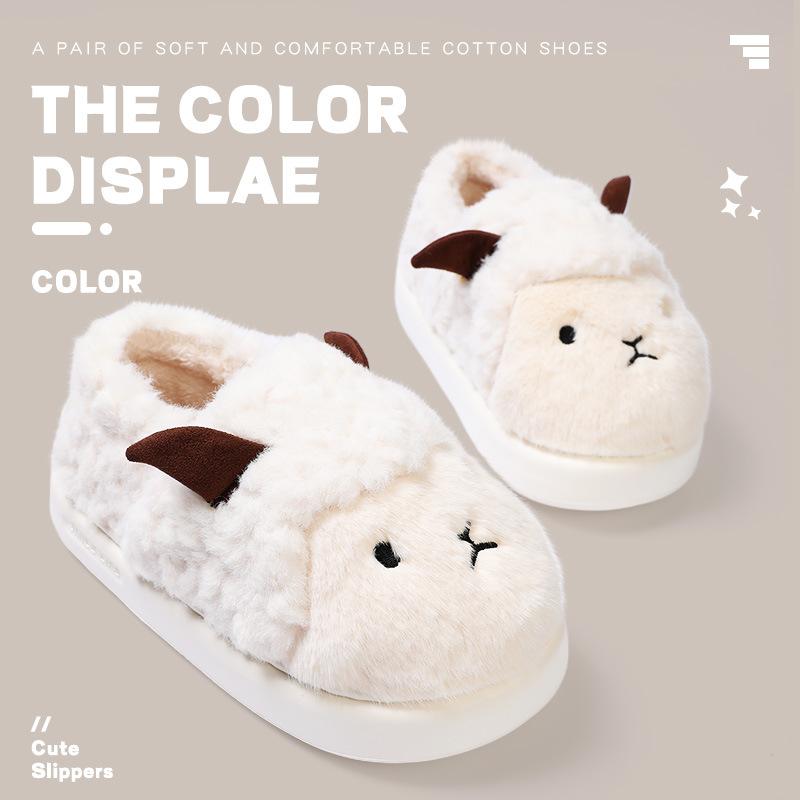 Bag heel cotton slippers cute lamb indoor home plush warm plush thick bottom bag head mop