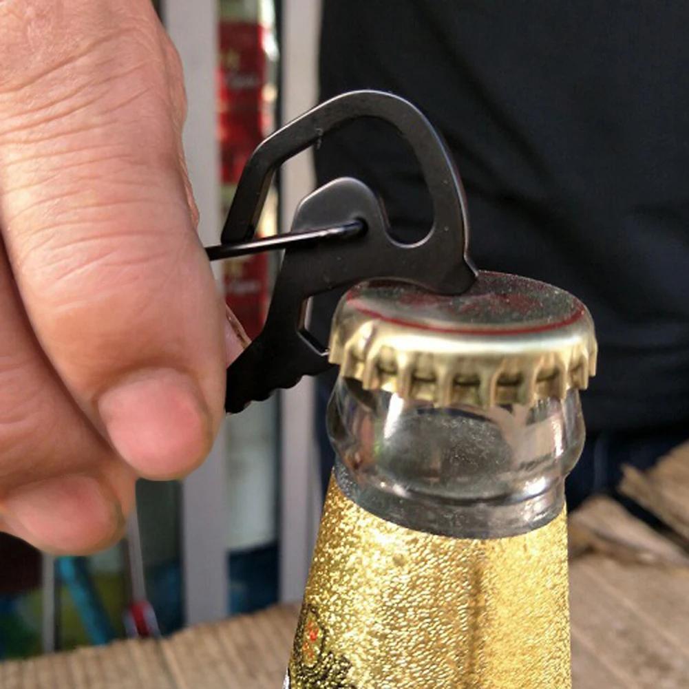 Lifter Sechskantschraubendreher Flaschenöffner Schlüsselring Schlüsselanhängerhaken Outdoor Edelstahl Karabiner Kappe Multitool Wanderzubehör