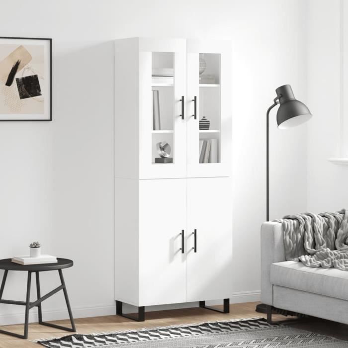 VidaXL Buffet haut Blanc 69,5x34x180 cm Bois d'ingénierie 3198233