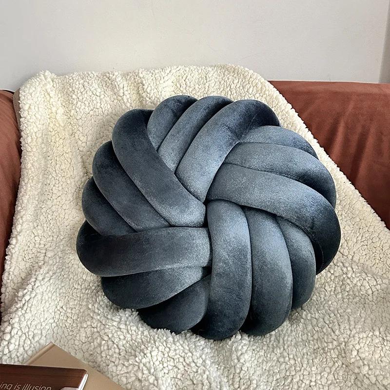 Velvet Three-strand Round Cushion Living Room Cushions Bedside Pillows Woven Bay Window Cushion Sofa Plush Pillows