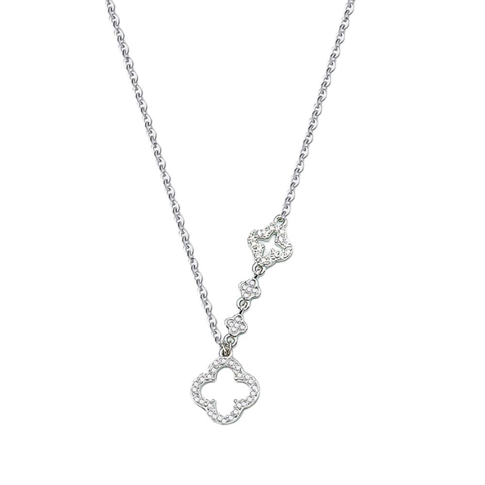 Серебряное ожерелье S925 с четырехлистником - Элегантный и девичий дизайн 925 Silver