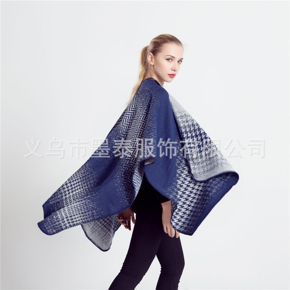Women S Houndstooth Gradient Scarf Shawl Warm Winter Wrap