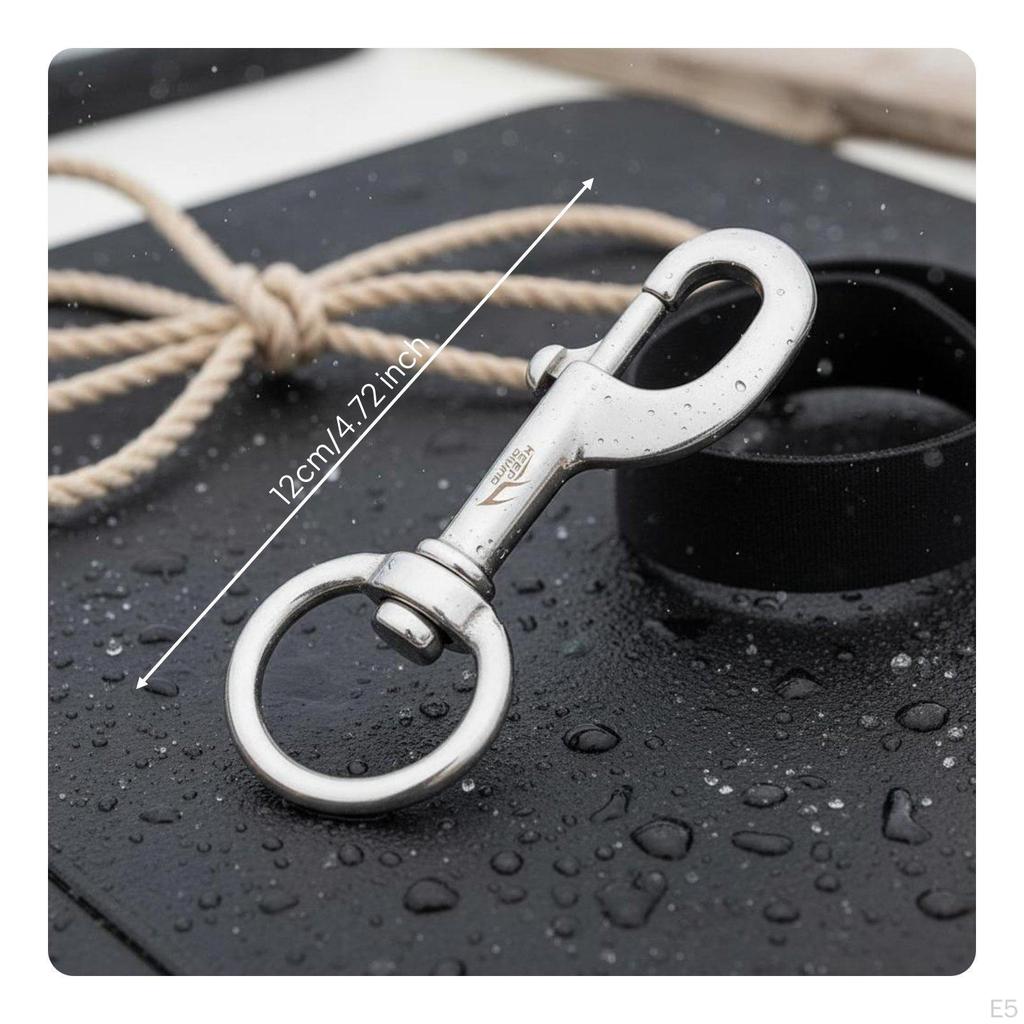 Swivel Eye Bolt Snap Hook Single End Stainless Steel Diving for Boating Silver 75MM
