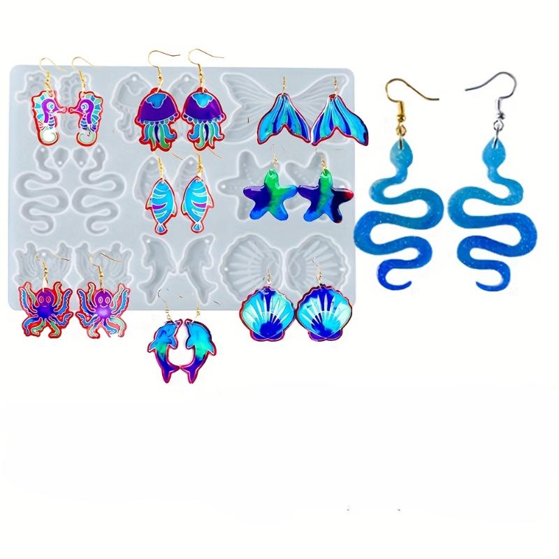 

1 Набор Серия Океан Формы для Серьг из Смолы и Силикона 20 Пар Крючков для Серьг 40 шт. Колечки-Соединители Золотого и Серебристого Цвета