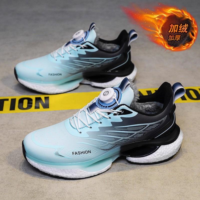 Rotating button winter cotton shoes student running shoes shock absorption casual running sneakers