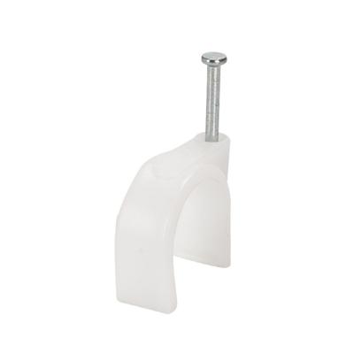 100Pcs Circle Cable Clip Wire Clamp 25mm PE with Steel Nail for Fixing Management