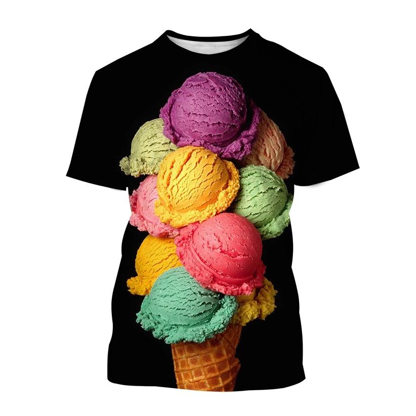 Fashion Ice Cream T-Shirts Summer Novelty Children's T-Shirt Boy Girl Clothes from 5 to 6 Years Tops Round Neck Girls Clothing