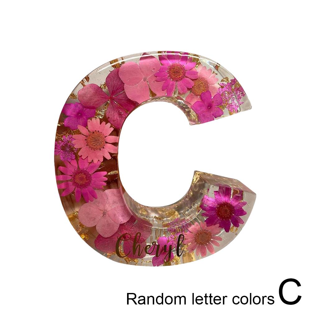 Floral Letter Night Light Alphabet Letter LED Lights Luminous Number Lamp Decorative Resin Lamp With Initial Letter & Dry Flower