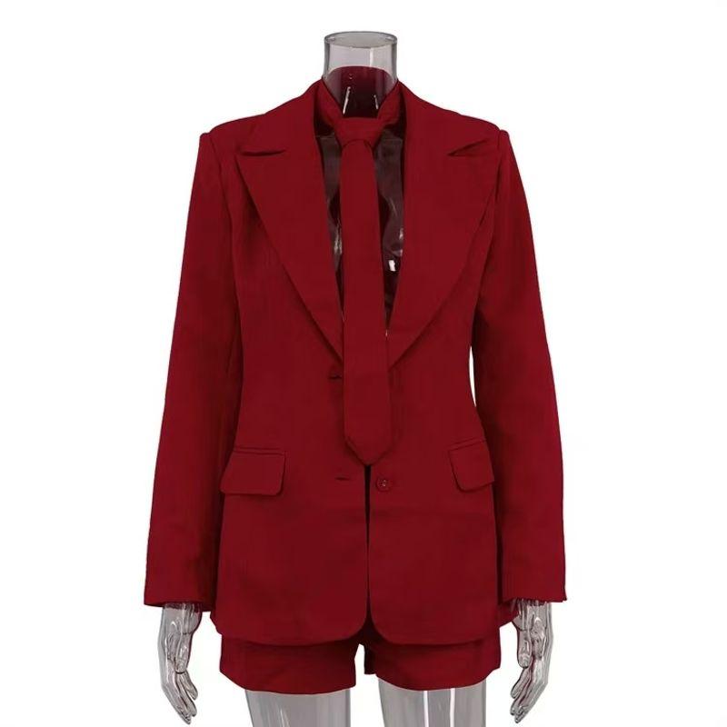 

Western Style New Elegant Red Tie Small Suit Shorts Set Red Suit and Shorts Set Red L