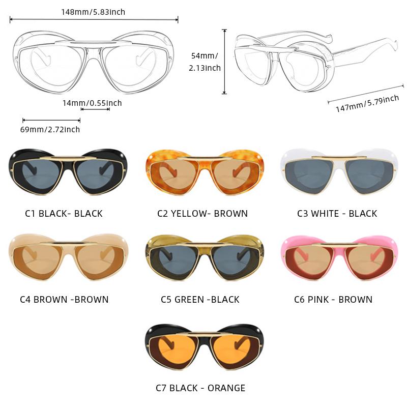 Fashion Big Cateye Sunglasses Women Men Oversized UV Protection Summer Shades Driving Glasses