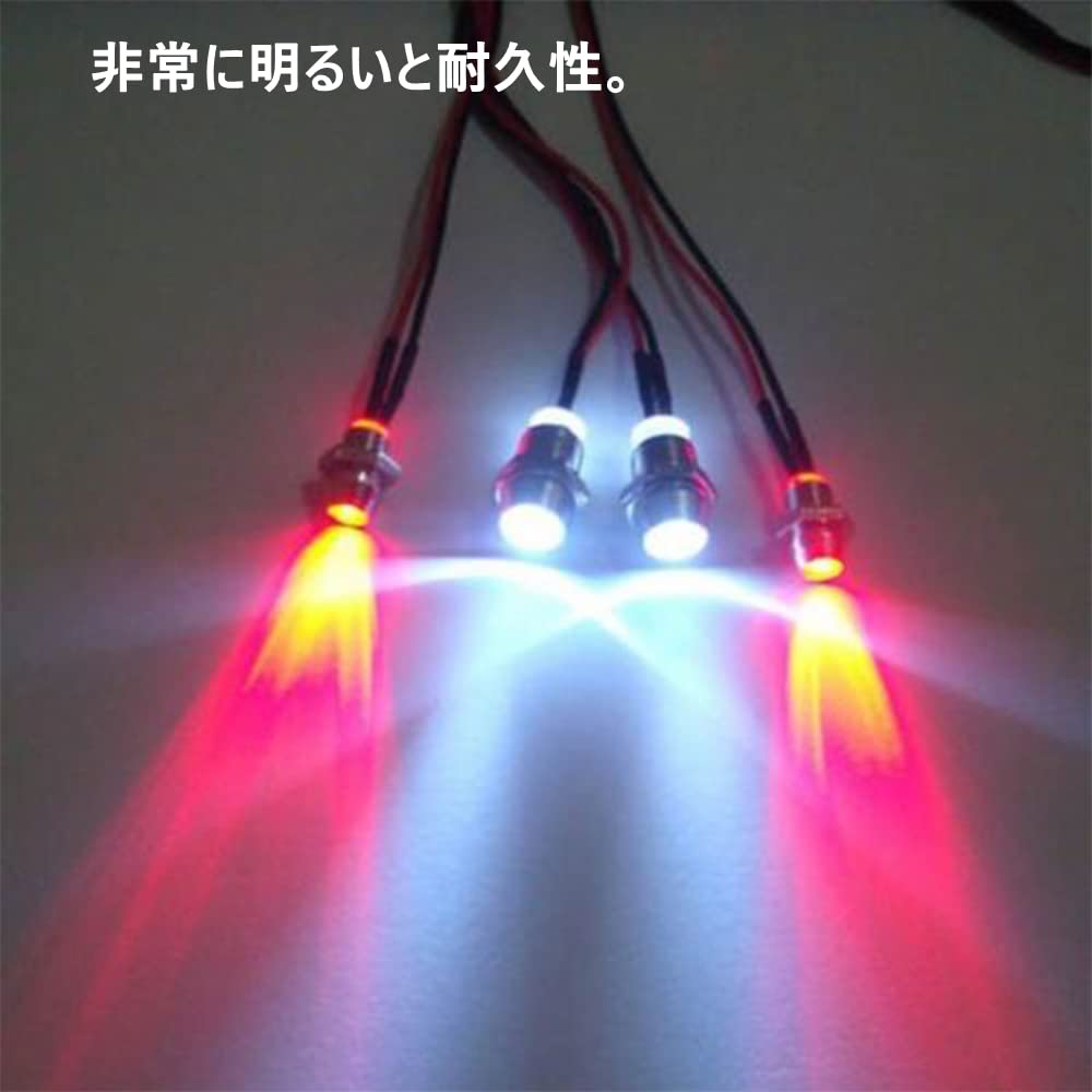 Kit Lumini YFFSFDC cu Faruri LED de Noapte de 5mm și 3mm pentru Upgrade RC 2 LED-uri Albe 2 Roșii ABS Tensiune 4-LED 110 Mașini On-Road, Piese, + LED-uri, (3-7V